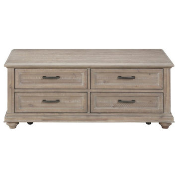 Lexicon Cardano Wood 4 Drawer Coffee Table in Driftwood Light Brown