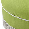Yolanda 24" Upholstered Round Accent Ottoman, Bright Chartreuse Linen