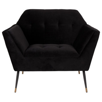 Velvet Upholstered Lounge Chair | Dutchbone Kate, Black