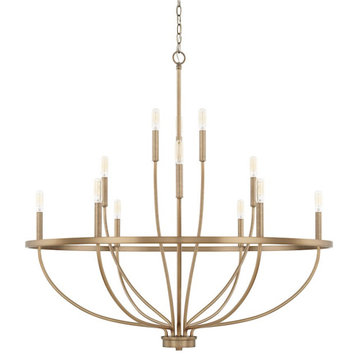 HomePlace by Capital Lighting Greyson 12 Light Chandelier, Aged Brass
