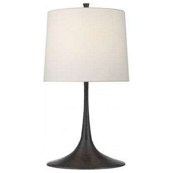 Oscar Medium Sculpted Table Lamp, 1-Light, Aged Iron, Linen Shade, 28.5"H