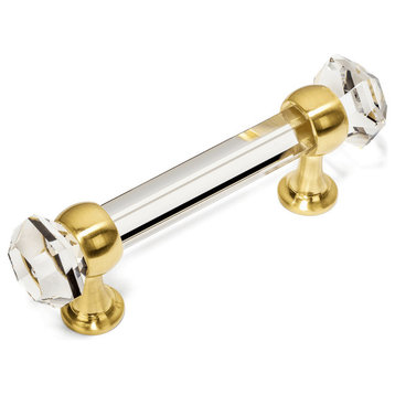 Cosmas 6393BB-C Brushed Brass with Clear Glass Cabinet Pull