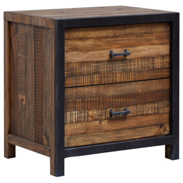 Urban Frontier Pine & Iron 2-Drawer Night Stand With Charging Station
