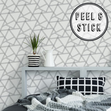 Transform White Geo Peel and Stick Wallpaper by Graham & Brown Room Shot