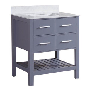 Belvedere Grey 30-inch Bathroom Vanity with Marble Top - Bed Bath