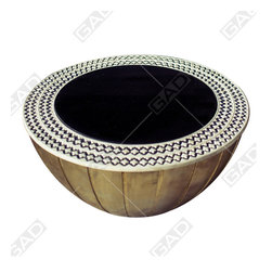 BONE COFFEE TABLE WITH BRASS BASE - Furniture