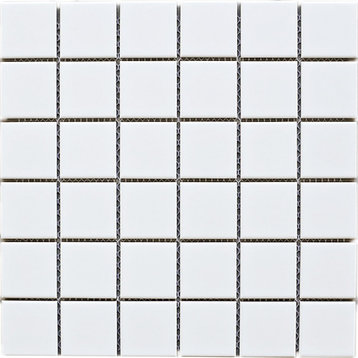 11.75"x11.75" Aso Square Porcelain Mosaic Tile Sheet, White