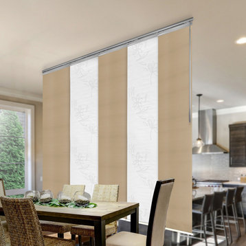Flourishing White-Bisque 5-Panel Track Extendable Vertical Blinds 58-110"x94"