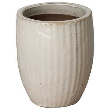 Round Pot, Distressed White 10,5X13"H