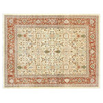 Bareens Designer Rugs - Kafkaz Pearlie Tan/Rust Area Rug, 8'0"x9'9" - The Transitional handmade rug follows an abstract pattern which exotically repeat like a continuous reflection. The intricate interlocking design with subtle use of color complemented with a saturated palette makes a fascinating focal point for any interior.