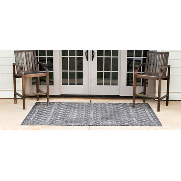 Rug Unique Loom Outdoor Trellis Charcoal Gray Rectangular 9' 0 x 12' 0