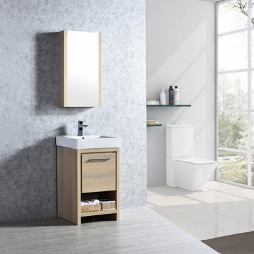 Silver Grey & Glossy White Vanity Set with Medicine Cabinet