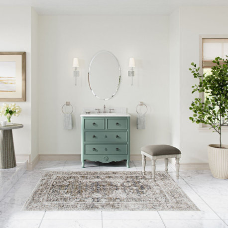 Daleville Bathroom Vanity, Single Sink, 34", Vintage Blue, Freestanding
