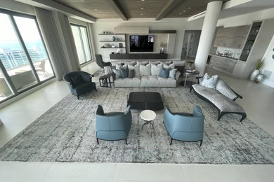 Example of a trendy living room design in Tampa