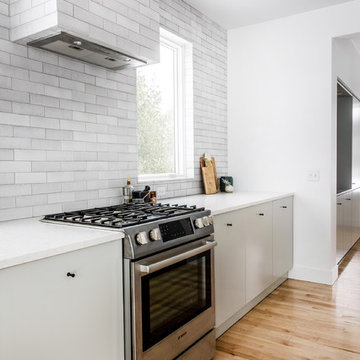 Cool Neutral Brick Kitchen