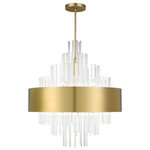 Livex Lighting Inc. - 14 Light Natural Brass Large Pendant Chandelier - A dramatic addition in this sophisticated contemporary pendant brings a sense of luxury. Crystal rods tower above and hang below the natural brass shade which creates a stunning visual aesthetic.