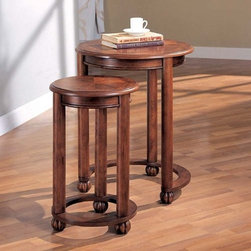 Coaster 901039 2-Piece Round Nesting Table Set, Cherry - Side Tables And End Tables