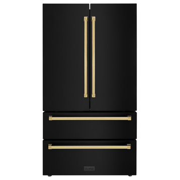 ZLINE 36" French Door Refrigerator With Ice Maker, Black RFMZ-36-BS-G