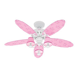 Hunter 23781 44-Inch Dreamland 5-Blade 3-Light Ceiling Fan, White with Pink Blad - Ceiling Lighting