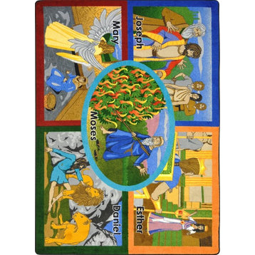 Kid Essentials, Inspirational Area Rugs Bible Stories Rug, Multi, 5'4"x7'8"