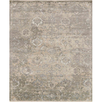 Wool and Viscose Hand Knotted New Artifact Rug, Sand/Silver, 2'x3'