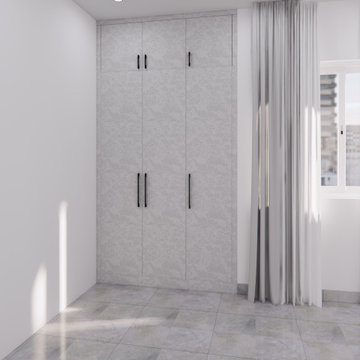 Light Gray Floral Inbuilt Wardrobe