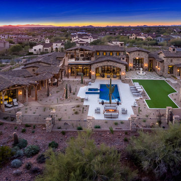 Aerial View of Desert Estate with Pool and Courtyard