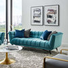 Modern Contemporary Urban Living Sofa, Velvet Blue