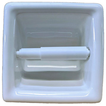 Porcelain Recess Niche Tissue Toilet Paper Holder Bathroom Shower Premade, White Glossy