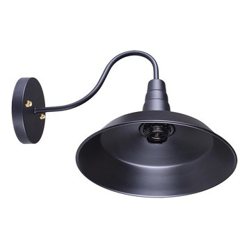 Retro Light Wall Sconce Wall-Mounted Metal Lampshade Gooseneck, , 10.24"x13"