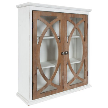 Quinlan Wood Decorative Cabinet, White/Brown 24x8x28