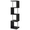 Coaster 4-Shelf Contemporary Wood Geometric Snaking Bookcase in Black