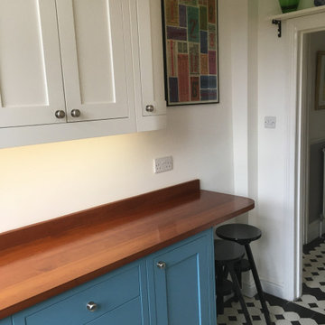 Herne Hill Shaker Style painted kitchen with solid iroko work tops