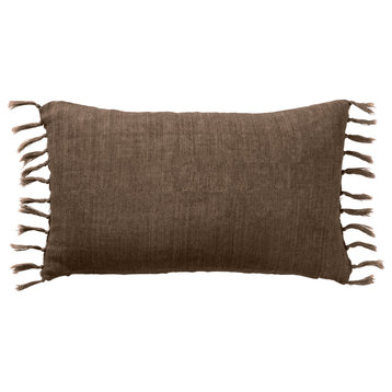 Jaipur Living Majere Solid Brown Down Pillow 13"X21" Lumbar