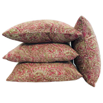 Paisley Suede 4 Piece Pillow Shell Set, Pink Lime, 20"x20"