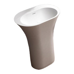 ADM Bathroom Design - ADM Oval Freestanding Pedestal Sink, White, 25", Glossy White - Bathroom Sinks