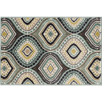 Aurora Contemporary Abstract Multi-Color Scatter Mat Rug, 2'x3'