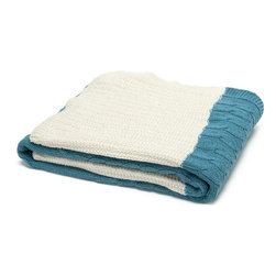 Eco Patchwork Cable Throw-Milk/Teal - Products