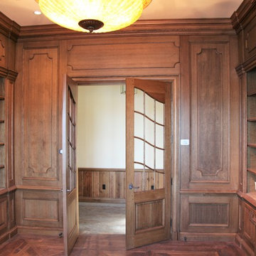 Custom Millwork featuring Salvaged Antique Oak, Inspired by French Pattern Books