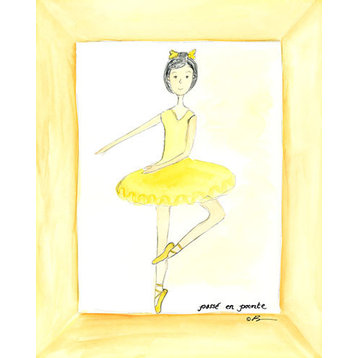 Yellow Ballerina, Ready To Hang Canvas Kid's Wall Decor, 8 X 10