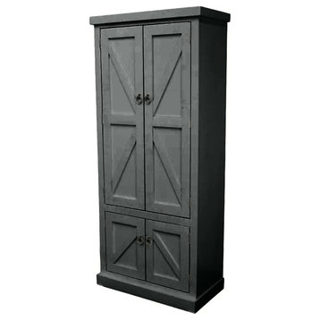 Rustic Extra Wide Kitchen Pantry Cabinet, Antique Black