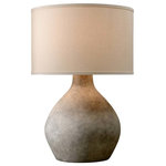Troy Lighting - Zen 27" Table Lamp, Lava Finish, Off-White Linen Shade - Featuring a beautiful fabric shade with an opening above the bulb, Zen's minimal design, primitive form, and earthy texture make for a deeply contemplative piece that adds a calming accent.