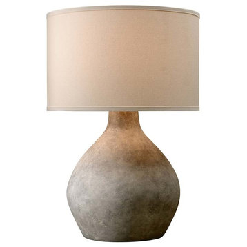 Zen 27" Table Lamp, Lava Finish, Off-White Linen Shade