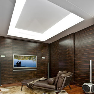 Inspiration for a contemporary home theater remodel in Baltimore