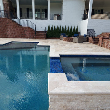An Inviting Backyard Get-A-Way Pool, Spa, Patio, And Fire Pit