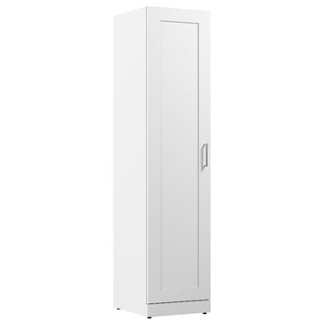 Bowery Hill Tall Narrow Storage Cabinet with Door in White - Engineered Wood