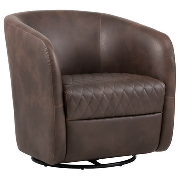 Dax Swivel Club Chair, Havana Dark Brown