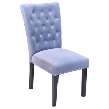 The Eleanor Dining Chair, Light Gray, Velvet, Set of 2