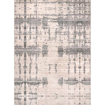 nuLOOM Abstract Washable Contemporary Vintage Area Rug, Light Gray, 2' 6"x8'