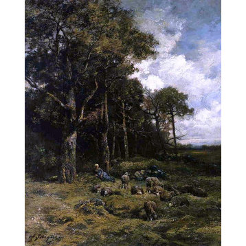 Charles Emile Jacque The Shepherdess, 20"x25" Wall Decal